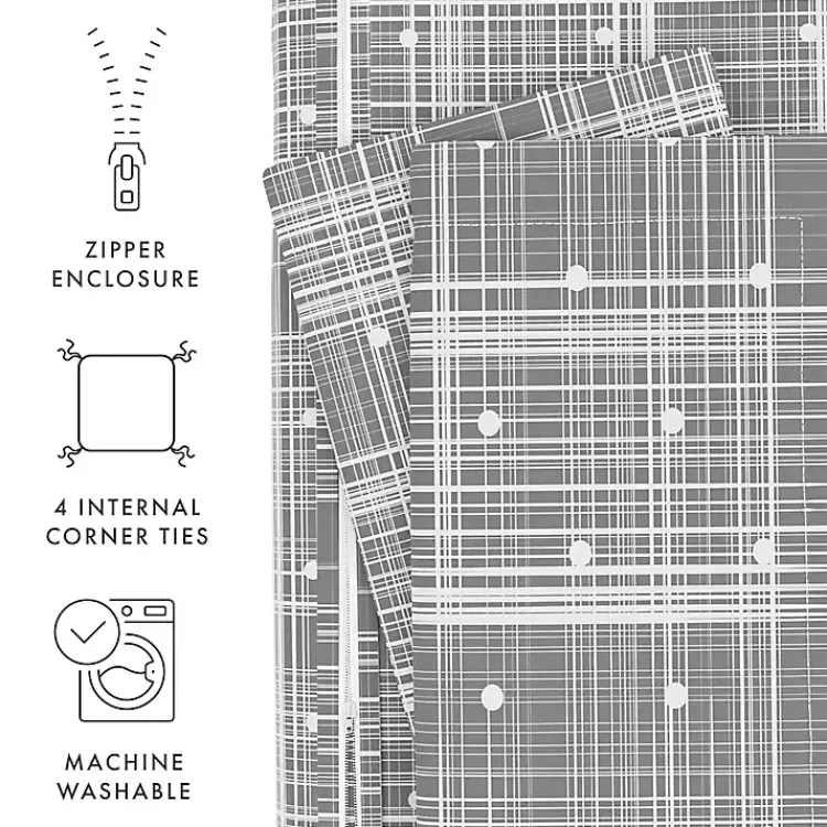 Kirklands Home Duvets|Plaid Polka Dot 2-pc. Twin Duvet Cover Set Gray