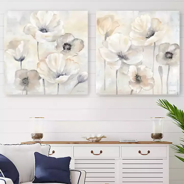 Kirklands Home Canvas Art|Poppy Garden 2-pc. Canvas Art Set, 30x30 in. Gray