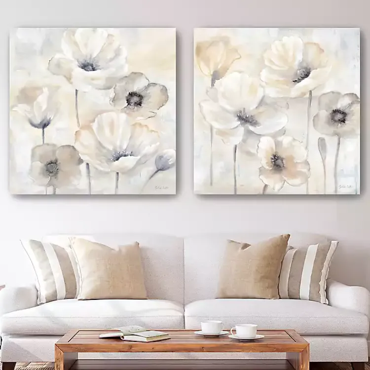 Kirklands Home Canvas Art|Poppy Garden 2-pc. Canvas Art Set, 40x40 in. Gray