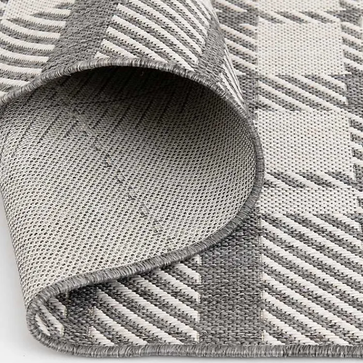 Kirklands Home Outdoor Rugs|Priya Plaid Indoor/Outdoor Area Rug, 5x7 Gray