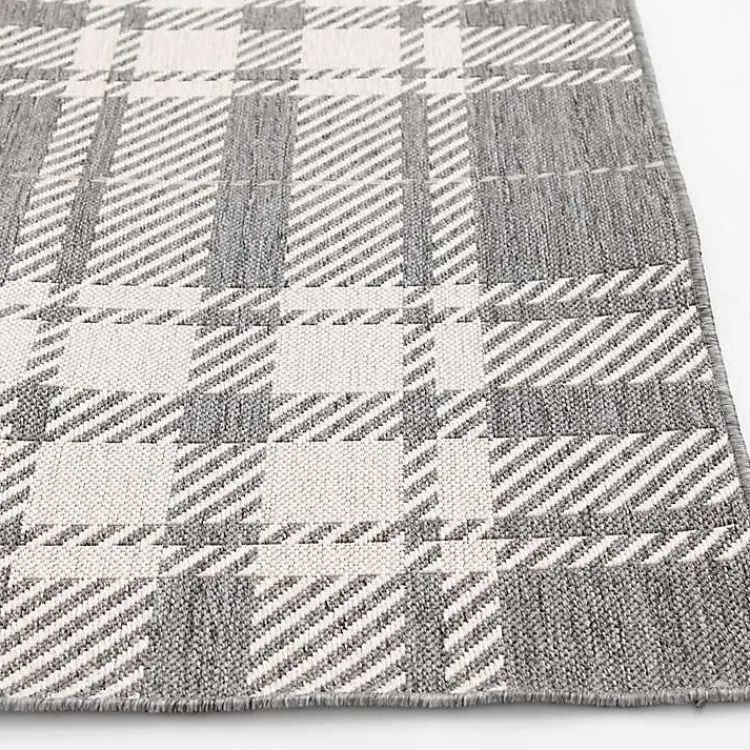 Kirklands Home Outdoor Rugs|Priya Plaid Indoor/Outdoor Area Rug, 7x9 Gray