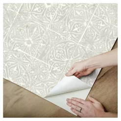Kirklands Home Wall Murals & Wallpaper|Provincial Tiles Peel & Stick Wallpaper Gray