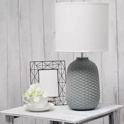 Kirklands Home Table Lamps|Purled Ceramic Table Lamp Gray
