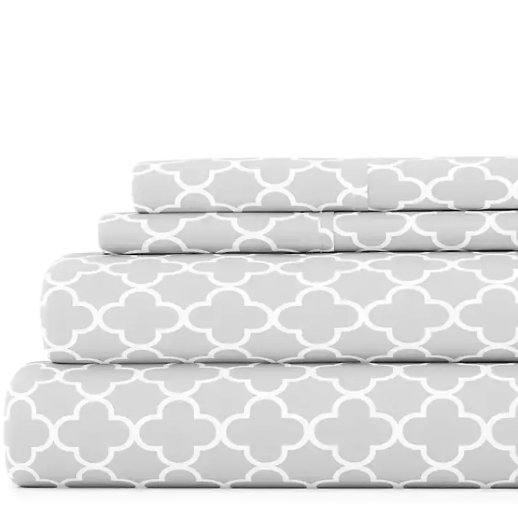 Kirklands Home Bed Sheets|Quatrefoil 4-pc. King Sheet Set Gray