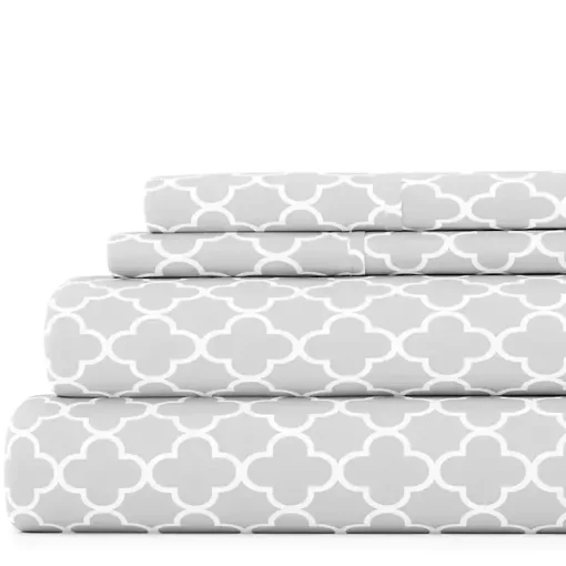 Kirklands Home Bed Sheets|Quatrefoil 4-pc. Queen Sheet Set Gray