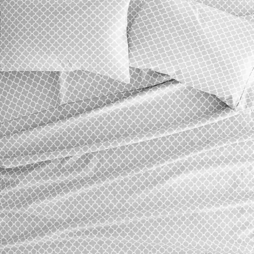 Kirklands Home Bed Sheets|Quatrefoil 4-pc. Queen Sheet Set Gray