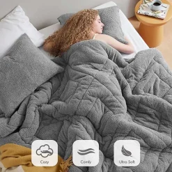 Kirklands Home Comforters|Quilted Teddy 3-pc. Full/Queen Comforter Set Gray