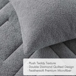 Kirklands Home Comforters|Quilted Teddy 3-pc. Full/Queen Comforter Set Gray