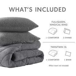 Kirklands Home Comforters|Quilted Teddy 3-pc. Full/Queen Comforter Set Gray