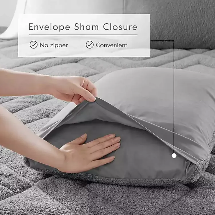 Kirklands Home Comforters|Quilted Teddy 2-pc. Twin Comforter Set Gray