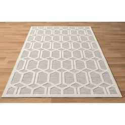 Kirklands Home Outdoor Rugs|Gray Raised Honeycomb Indoor/Outdoor Area Rug, 7x9