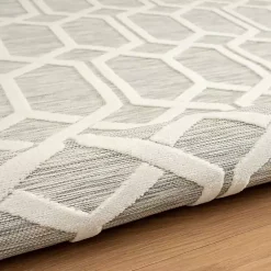 Kirklands Home Outdoor Rugs|Gray Raised Honeycomb Indoor/Outdoor Area Rug, 7x9