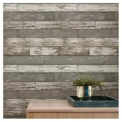 Kirklands Home Wall Murals & Wallpaper|Gray Reclaimed Wood Peel & Stick Wallpaper