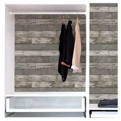 Kirklands Home Wall Murals & Wallpaper|Gray Reclaimed Wood Peel & Stick Wallpaper