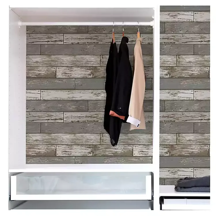 Kirklands Home Wall Murals & Wallpaper|Gray Reclaimed Wood Peel & Stick Wallpaper