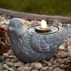 Kirklands Home Garden Decor|Resin Bird Outdoor Fountain Gray