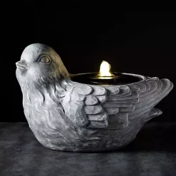 Kirklands Home Garden Decor|Resin Bird Outdoor Fountain Gray