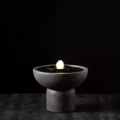 Kirklands Home Garden Decor|Resin Pedestal Outdoor Fountain, 8 in. Gray