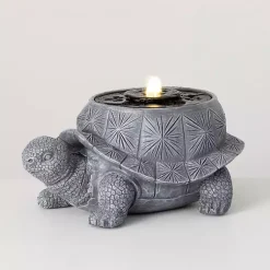 Kirklands Home Garden Decor|Resin Tortoise Outdoor Fountain Gray
