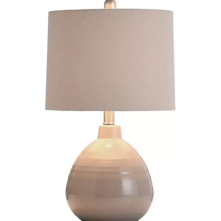 Kirklands Home Table Lamps|Gray Ribbed Ceramic Table Lamp Ivory