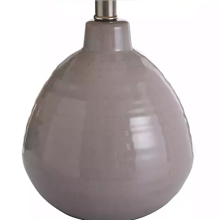 Kirklands Home Table Lamps|Gray Ribbed Ceramic Table Lamp Ivory