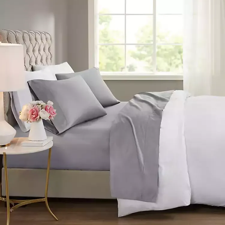 Kirklands Home Bed Sheets|Rich Cooling Cotton Queen Sheet Set Gray