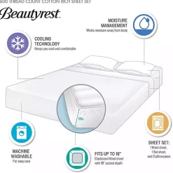 Kirklands Home Bed Sheets|Rich Cooling Cotton Queen Sheet Set Gray