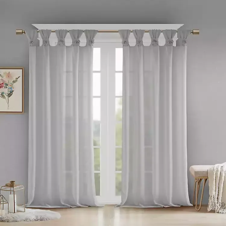 Kirklands Home Curtains & Drapes|Gray Rosette Tab Top Curtain Panel, 84 in. Grayr