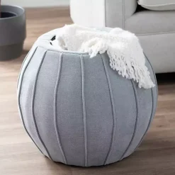 Kirklands Home Benches & Ottomans|Rounded Oval Storage Ottoman Gray