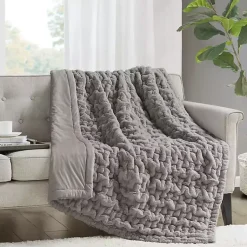 Ruched Faux Fur Throw Blankets & Throws