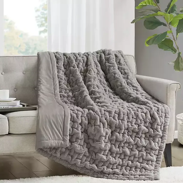 Ruched Faux Fur Throw Blankets & Throws