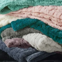 Ruched Faux Fur Throw Blankets & Throws