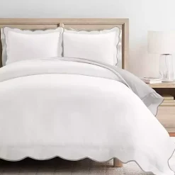 Kirklands Home Duvets|Gray Scallop Edge 3-pc. King Duvet Cover Set