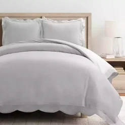 Kirklands Home Duvets|Gray Scallop Edge 3-pc. King Duvet Cover Set