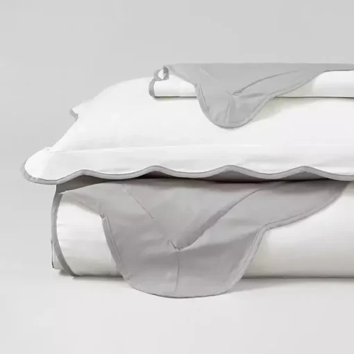 Kirklands Home Duvets|Gray Scallop Edge 3-pc. King Duvet Cover Set