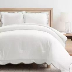 Kirklands Home Comforters|Gray Scalloped Edge 3-pc. Full/Queen Comforter Set