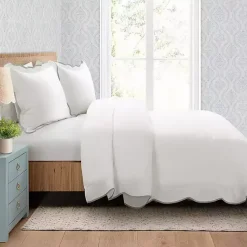 Kirklands Home Comforters|Gray Scalloped Edge 3-pc. Full/Queen Comforter Set