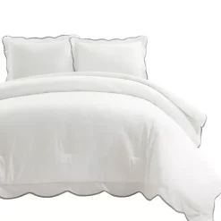 Kirklands Home Comforters|Gray Scalloped Edge 3-pc. King Comforter Set