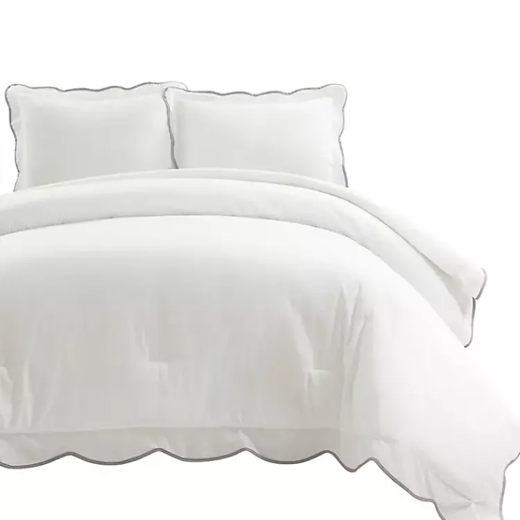 Kirklands Home Comforters|Gray Scalloped Edge 3-pc. King Comforter Set