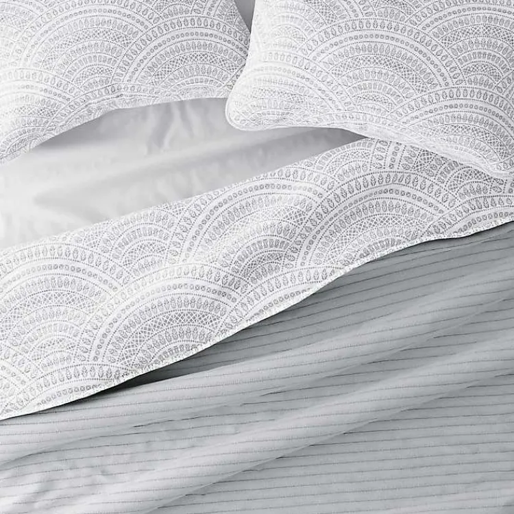 Kirklands Home Quilts|Gray Scalloped Reversible 3-pc. Queen Quilt Set