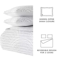 Kirklands Home Quilts|Gray Scalloped Reversible 3-pc. King Quilt Set