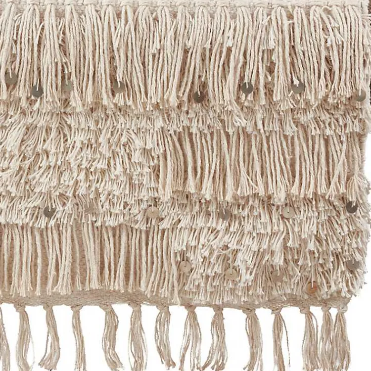 Kirklands Home Table Linens|Gray Sequin Fringe Cotton Table Runner