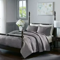 Kirklands Home Bedspreads & Coverlets|Serene Quilted 3-pc. King Coverlet Set Gray