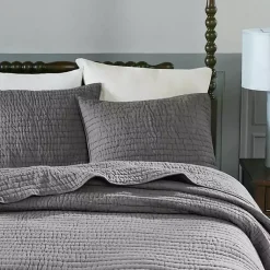 Kirklands Home Bedspreads & Coverlets|Serene Quilted 3-pc. Queen Coverlet Set Gray