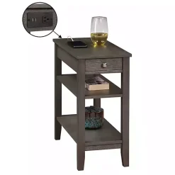 Kirklands Home Accent & End Tables|2-Shelf Charging Accent Table Gray
