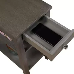 Kirklands Home Accent & End Tables|2-Shelf Charging Accent Table Gray