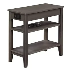 Kirklands Home Accent & End Tables|2-Shelf Charging Accent Table Gray