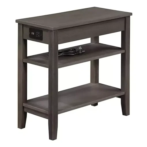 Kirklands Home Accent & End Tables|2-Shelf Charging Accent Table Gray
