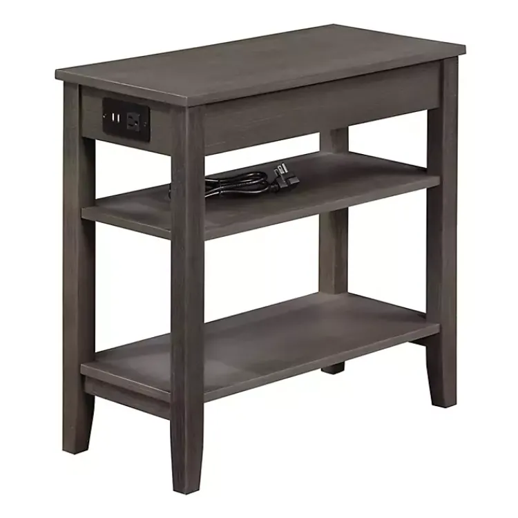 Kirklands Home Accent & End Tables|2-Shelf Charging Accent Table Gray