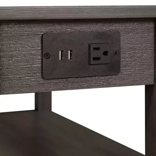 Kirklands Home Accent & End Tables|2-Shelf Charging Accent Table Gray